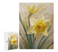 Daffodil 500 Piece Jigsaw Puzzle - Wooden Spring Flowers for Adults, Relaxing Weekend Activity, Finished Size 15 x 21 Inches