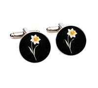 Daffodil Birth Flower Cufflinks for Men - March Birth Month Gift - Floral Cufflinks - Spring Flower Wedding Accessories - Birthday Gift for Him