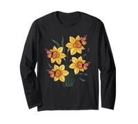 Daffodil Butterfly Flower Gardening Floral Long Sleeve T-Shirt