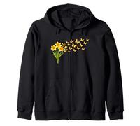 Daffodil Butterfly Flower Gardening Floral Zip Hoodie