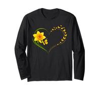 Daffodil Butterfly Heart Floral Long Sleeve T-Shirt