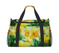 Daffodil Flower Large Travel Duffle Bag with Shoulder Strap,Water-Resistant Twill Weekender Bag for Men Women,Spacious Carryall Gym Bag