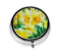 Daffodil Flower Print Pill Box for Pocket Round Pill Box 3 Compartment Decorative Portable Travel Pill Holder Tablet Vitamin Organizer Mini Pill Case(2pcs)