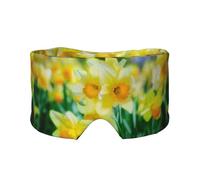 Daffodil Flower Print Sleep Eye Mask with Earmuffs Soft Pressureless Cooling Blackout Eye Covers for Sleeping,Keeps Warm, Shading, Comfortable Aid Strap