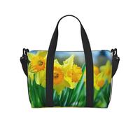 Daffodil Flower Printed Travel Bag Duffle Bag for Men Women, Large Water Resistant Gym Bag Weekend Holdall Bag with Shoulder Strap