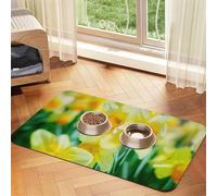 Daffodil Flower Printed,Waterproof Pet Feeding Mat,PU Leather Placemats for Cat Dog Water Bowl,Food Mats,30x45cm