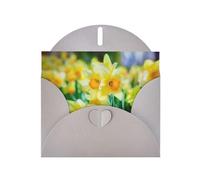 Daffodil Flower Printing Holiday Love Buckle Pearl Paper Bulk With Envelopes Greeting, Thinking Of You Cards 4 X 6inch
