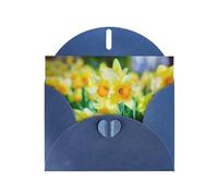 Daffodil Flower Printing Holiday Love Buckle Pearl Paper Bulk With Envelopes Greeting, Thinking Of You Cards 4 X 6inch