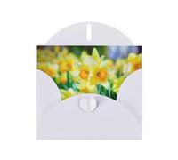Daffodil Flower Printing Holiday Love Buckle Pearl Paper Bulk With Envelopes Greeting, Thinking Of You Cards 4 X 6inch