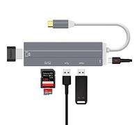 Daffodil HUB05 USB C Hub 6-in-1 Multiport Adapter - 4K HDMI, SD/TF Card Reader, USB 3.0 Data Hub, PD Fast Charging - Compatible with MacBook, Windows Laptop, Android, IOS, iPad