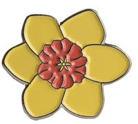 Daffodil Lapel Pin - 2.4 x 2.4 cm Enamel Flower Badge - Yellow and Red Design - Symbol of Hope, Remembrance & Welsh Pride
