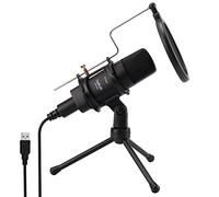 Daffodil MCP200B USB Condenser Microphone - Omnidirectional Mic with Tripod Stand & Pop Filter for PC, Mac, Recording Vocals, Podcast, Gaming, ASMR, Vlog, Streaming, Broadcasting - Black