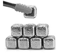 Daffodil MIC108 8Pcs Stainless Steel Ice Cubes - Reusable Metal Whiskey Stones for Drinks, Beer, Wine, Cocktails, Cool Bags - Quick Chill Without Dilution, Also for Ice-Cold Water, Bruises & Swelling