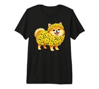 Daffodil Pomeranian Dog Flower Gardening Floral Premium T-Shirt