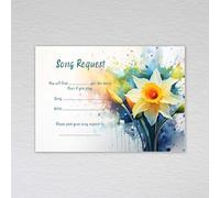 Daffodil Song Request Cards Wedding Table Favours Welsh Yellow Flower: Floral Watercolour Daffodil DJ Song Request Cards (Pack of 50 without Envelopes)