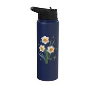 Daffodil Trio White Narcissus Spring Flower Stainless Steel Insulated Water Bottle