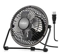 Daffodil UFN100 Portable Desk USB Fan, 4 Inches Stand or Hang Mini Electric Fan with Powerful Wind from 4 Quiet Blades - USB Powered Low Energy Silent Tent/Dash/Desk/Bedside/Truck Fan - Black