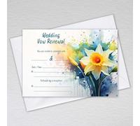 Daffodil Wedding Vow Renewal Invitations with Envelopes Welsh Yellow Flower: Floral Watercolour Daffodil Wedding Vow Renewal Invites (Pack of 50 with Envelopes)