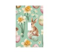 Daffodils Bunny Single Rocker Light Switch Cover Plate, Rabbit Eggs Decorative Wall Plate, Easy to Install, Outlet Cover for Home Office Kitchen Apartment