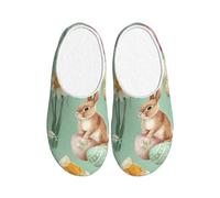 Daffodils Bunny Women's Slippers Flannel House Slippers for Men Rabbit Eggs Non-Slip Warm Winter Shoesfor Indoor Outdoor UK 7-8