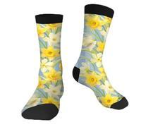Daffodils Funny Socks Novelty Casual Crew Socks Contrast Color Design for Women Men