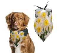 Daffodils Photos Dog Bandana Triangle Dog Scarf Washable Polyester Dog Bibs Cute Pet Bandana for Medium Large Dogs Puppy and Cats