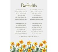Daffodils Poem by William Wordsworth, Literary Wall Art Print with Yellow Floral Border. Size A4
