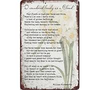 Daffodils Poem I Wandered Lonely As A Cloud Tin Sign Easter Poster Gift for Women Men Metal Signs For Coffee Shop Decor Kitchen Bathroom Man Cave Garage Cafe Bar Garden Wall Decor Gift 8x5.5 Inch