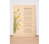 Daffodils Poem Print by William Wordsworth, Floral Wall Art Poster, Vintage Botanical. Size A4