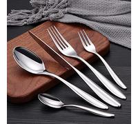 DAFFODILY® L'océan Cutlery Set for 4 - Premium 20 Piece Flatware Silverware Set with Knife Set, Spoon, Fork, Dessert Fork, Tea Spoon - 18/10 Stainless Steel, Mirror Polished, Dishwasher Safe
