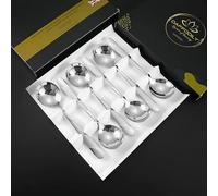 DAFFODILY® Luxury Cutlery Set, 18/10 Stainless Steel, Mirror Finish Kitchen Cutlery Sets, Dishwasher Safe, Ideal for New Home Gifts, Flatware Silverware Set (Silver Soup Spoon 6 Pc)