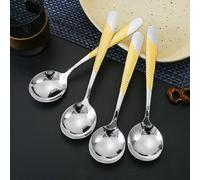 DAFFODILY® Luxury Cutlery Set, 18/10 Stainless Steel, Mirror Finish Kitchen Cutlery Sets, Dishwasher Safe, Ideal for New Home Gifts, Flatware Silverware Set (Gold Soup Spoon 6 Pc)