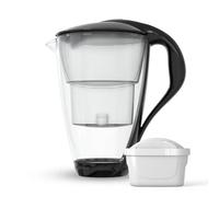 Dafi Crystal Glass Water Filter Jug 2.L, BPA Free, LED Sensor | for Reduction of Limescale, Chlorine and other Impurities, Contains Water Filter Jug + Water Filter Cartridge UNIMAX/Black