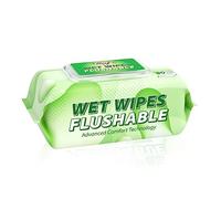 DAFI Flushable Wipes for Adult Wet Wipes,80 Count Unscented Toilet Wipes Flushable, No Alcohol & 100% Plant Based Fibers, Septic and Sewer Safe pack of 1