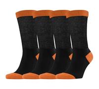 Dafi soft 4-Pack Cotton Diabetic Socks for Men - Non-Elastic, Loose Fit, Seamless Toe, Soft & Colorful Design, Premium Comfort, Made in Turkey, (UK 6-8 Black/Orange)