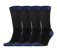 Dafi soft 4-Pack Cotton Diabetic Socks for Men - Non-Elastic, Loose Fit, Seamless Toe, Soft & Colorful Design, Premium Comfort, Made in Turkey, (UK 9-12 Black/Navy Blue)