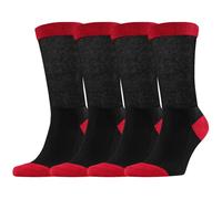 Dafi soft 4-Pack Cotton Diabetic Socks for Men - Non-Elastic, Loose Fit, Seamless Toe, Soft & Colorful Design, Premium Comfort, Made in Turkey, (UK 6-8 Black/Red)