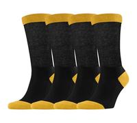 Dafi soft 4-Pack Cotton Diabetic Socks for Men - Non-Elastic, Loose Fit, Seamless Toe, Soft & Colorful Design, Premium Comfort, Made in Turkey, (UK 6-8 Black/Yellow)