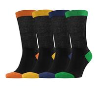 Dafi soft 4-Pack Cotton Diabetic Socks for Men - Non-Elastic, Loose Fit, Seamless Toe, Soft & Colorful Design, Premium Comfort, Made in Turkey, (UK 6-8 Black Coloured)