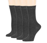 Dafi soft 4 Pack Cotton Socks for Women | Flat Toe Seam | Everyday Essentials (UK 6-8, Anthracite)