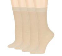 Dafi soft 4 Pack Cotton Socks for Women | Flat Toe Seam | Everyday Essentials (UK 6-8, Beige)