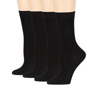 Dafi soft 4 Pack Cotton Socks for Women | Flat Toe Seam | Everyday Essentials (UK 6-8, Black)