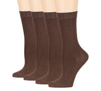 Dafi soft 4 Pack Cotton Socks for Women | Flat Toe Seam | Everyday Essentials (UK 6-8, Brown)