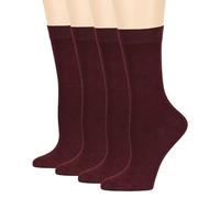 Dafi soft 4 Pack Cotton Socks for Women | Flat Toe Seam | Everyday Essentials (UK 6-8, Burgundy)