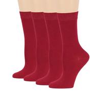 Dafi soft 4 Pack Cotton Socks for Women | Flat Toe Seam | Everyday Essentials (UK 6-8, Red)
