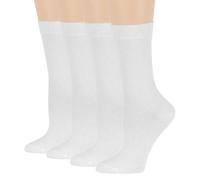 Dafi soft 4 Pack Cotton Socks for Women | Flat Toe Seam | Everyday Essentials (UK 6-8, White)