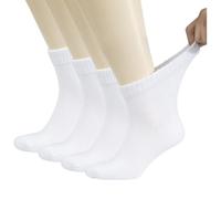 Dafi soft 4 Pairs Diabetic Quarter Socks for Men, Cotton, Soft Top, Made in Turkey (UK 9-12, White)