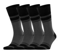 Dafi soft 4 Pairs Striped Seamless Toe Premium Breathable Men’s Fashion Cotton Socks - Made in Turkey, Size 12-14 uk, Black