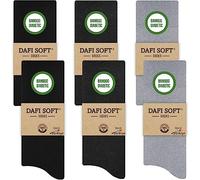 Dafi soft 6 Pairs Men's Bamboo Diabetic Socks, Soft Top, Made in Turkey (UK 6-8, 6x Black/Anthracite/Grey)