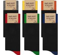 Dafi soft 6 Pairs Men's Cotton Socks, Comfortable, Made in Turkey (UK 6-8, 6x Black Colour Mix)
